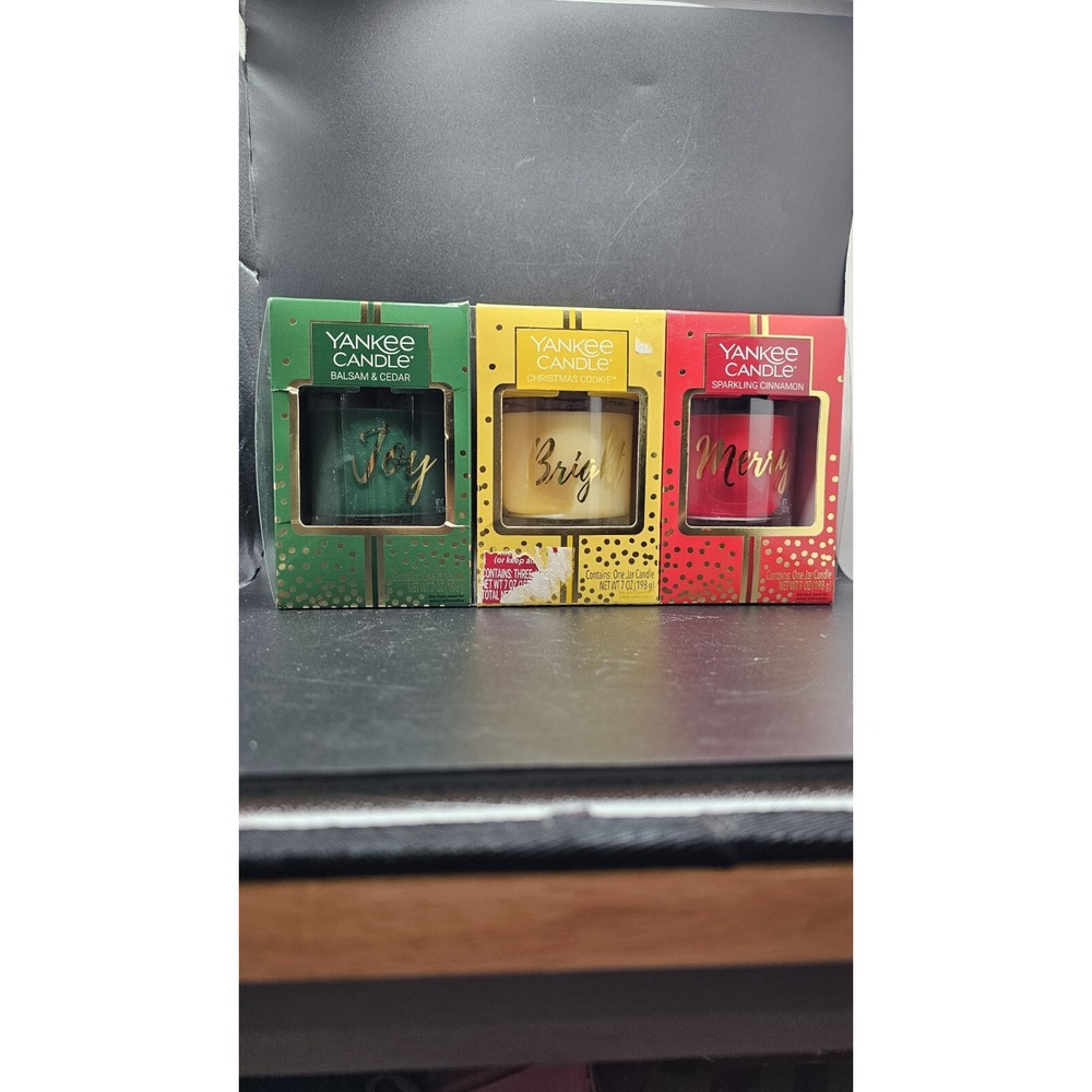 Yankee Candle 3 Pack Balsam/Cedar, Christmas Cookie, Sparkling Cinnamon Candles